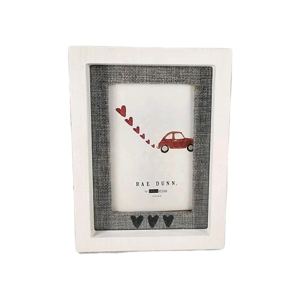 Rae Dunn White Wood Picture Frame With Hearts 4x6 In By Design Sytels
